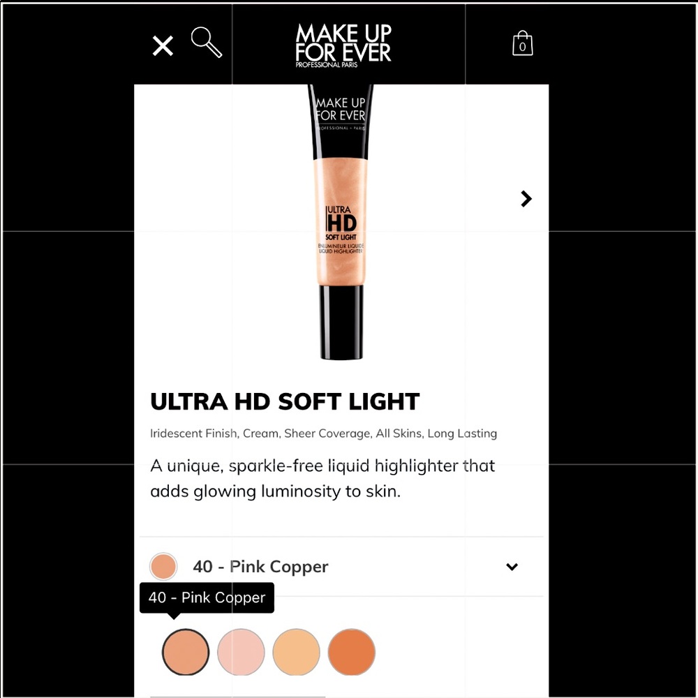 MAKE UP FOR EVER/ LIQUID HIGHLIGHTER/ COLOR 40/ pink copper